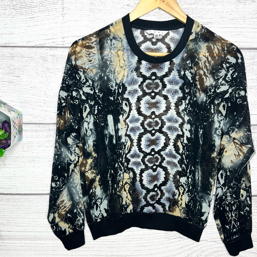 CAbi Sheer Python Snakeskin Print Chiffon Long Sl… - image 8